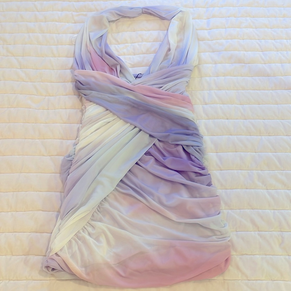 Zara - draped printed tulle dress, pastel, size M NWT
